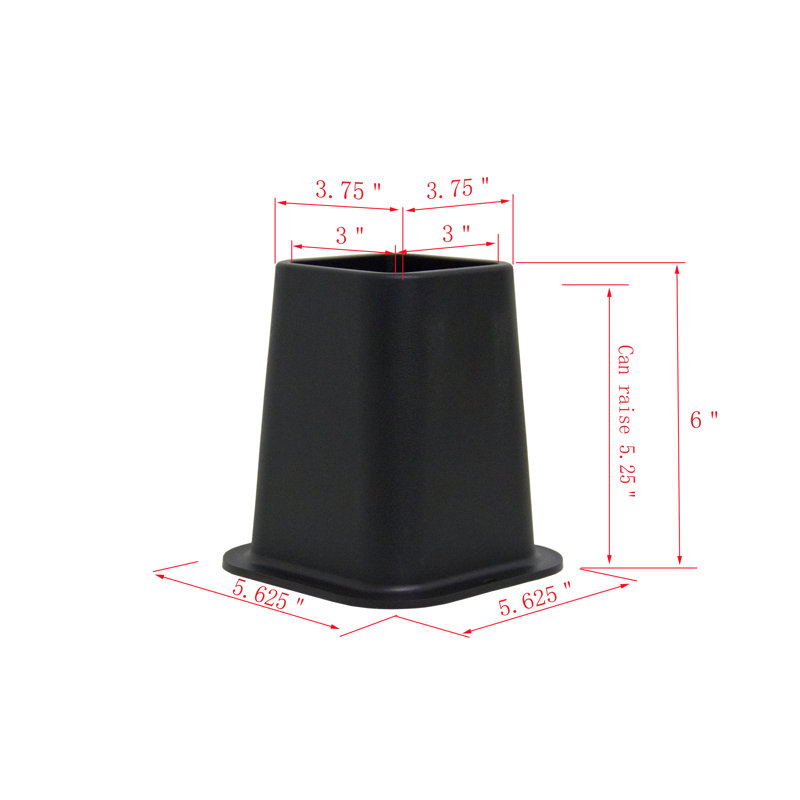 Lève-lits robustes - contremarches pour meubles 6 pouces pour canapé et table - contremarche en plastique - élévateurs de lit - 4 contremarches - meubles empilables - noir