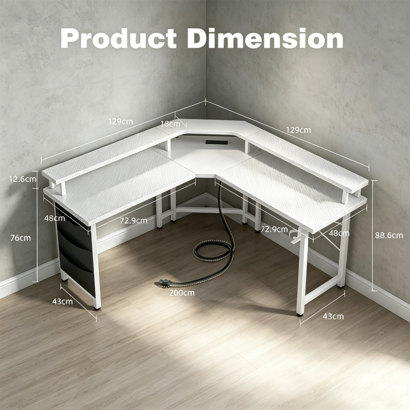 L-Shaped MDF Computer Desk