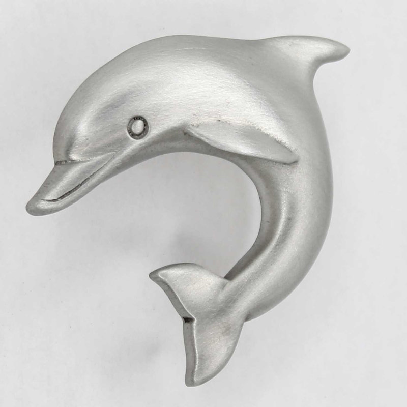 1.9" Dolphin Left Facing Small Knob, 1.9" L x 1.7" W, Brushed Nickel, 2
