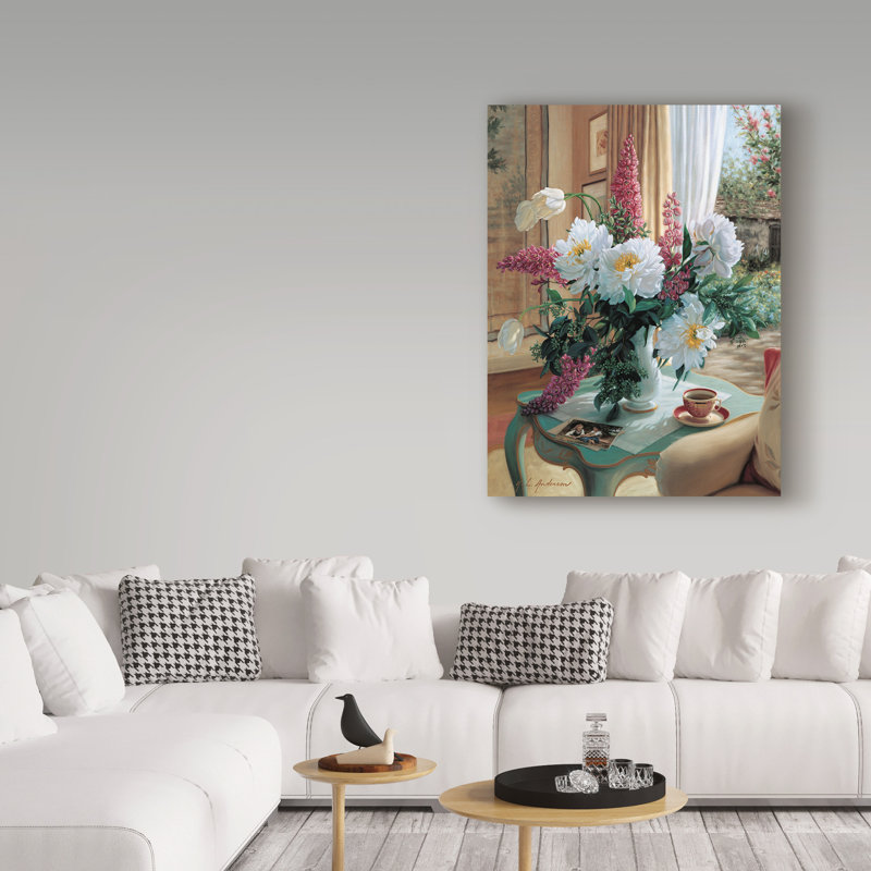 «Tea at Marguerites», reproduction de peinture acrylique sur toile tendue, H 19 po x l 14 po x P 2 po