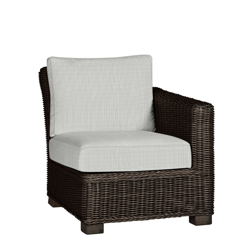 Canapé modulaire rustique tissé à droite - noyer noir, Pas de soudure, Noir noyer, Sunbrella® argent Verona
