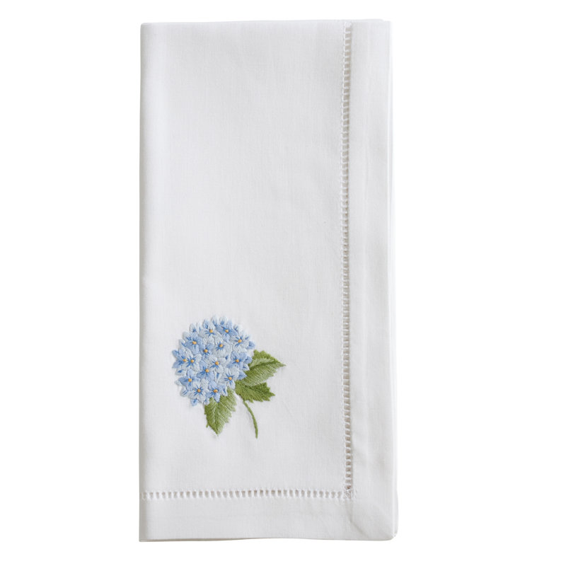Plympt Cotton Embroidered Square Napkin, White/Blue