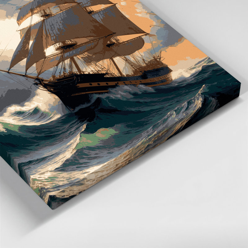 Nautical Traditional Maritime Black Canvas Wall Art, 16" H x 20" W