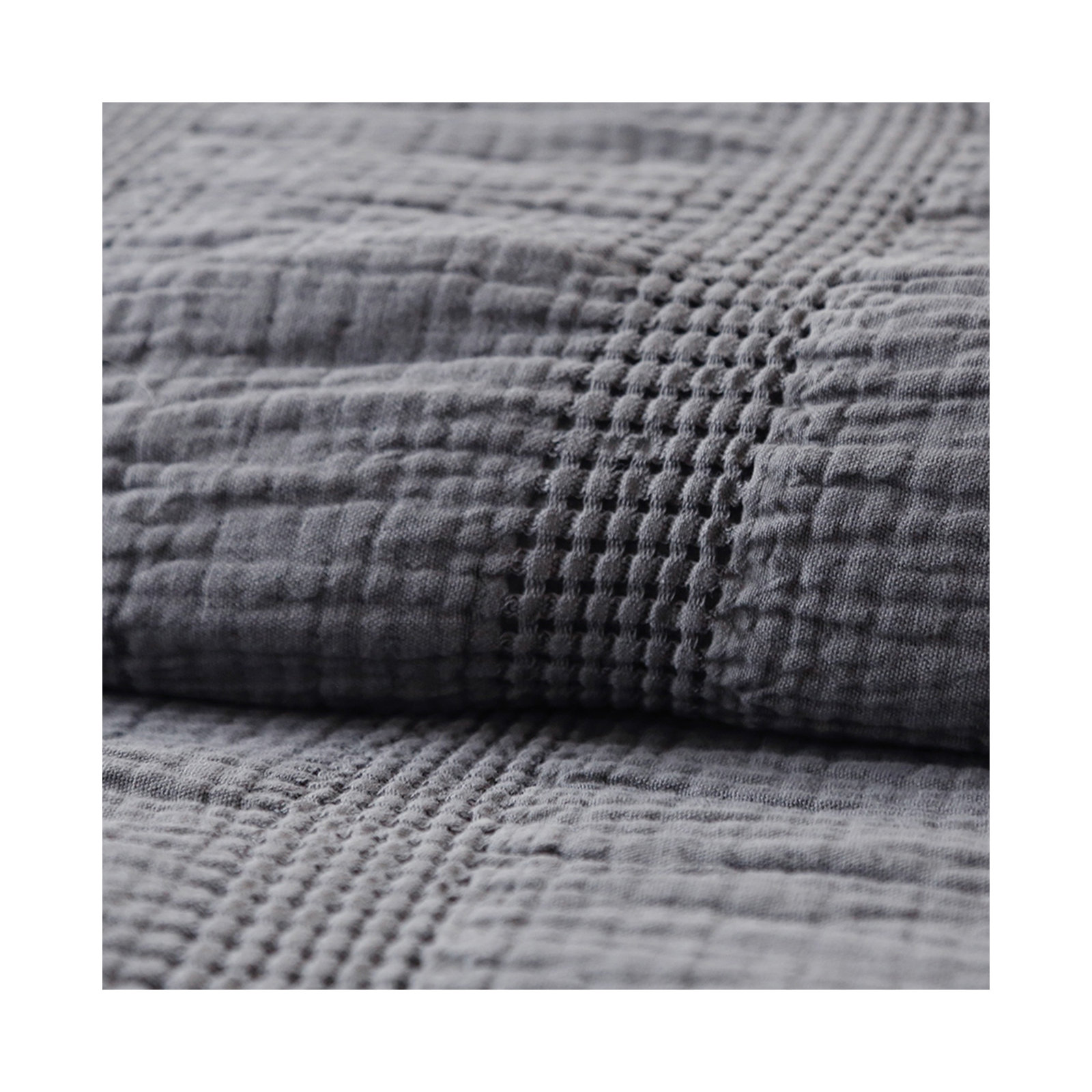 Nantucket Gray/White/Midnight Linen Piece Sham, Euro, Midnight