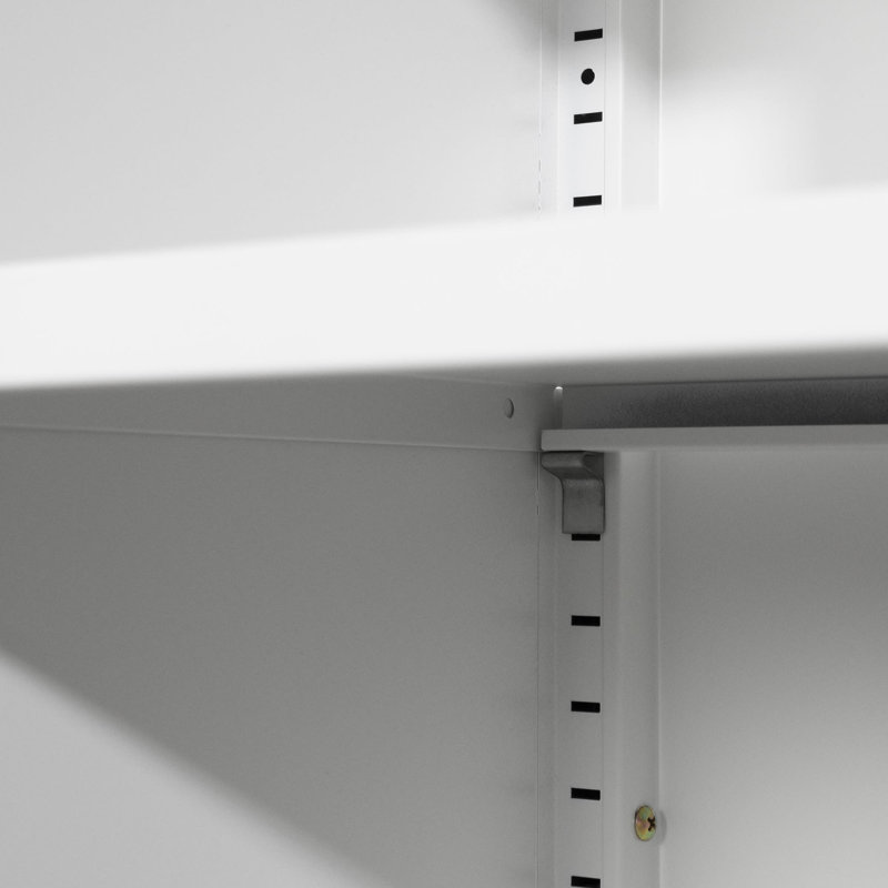 White Metal End Table with Perforated Mesh Door and Storage