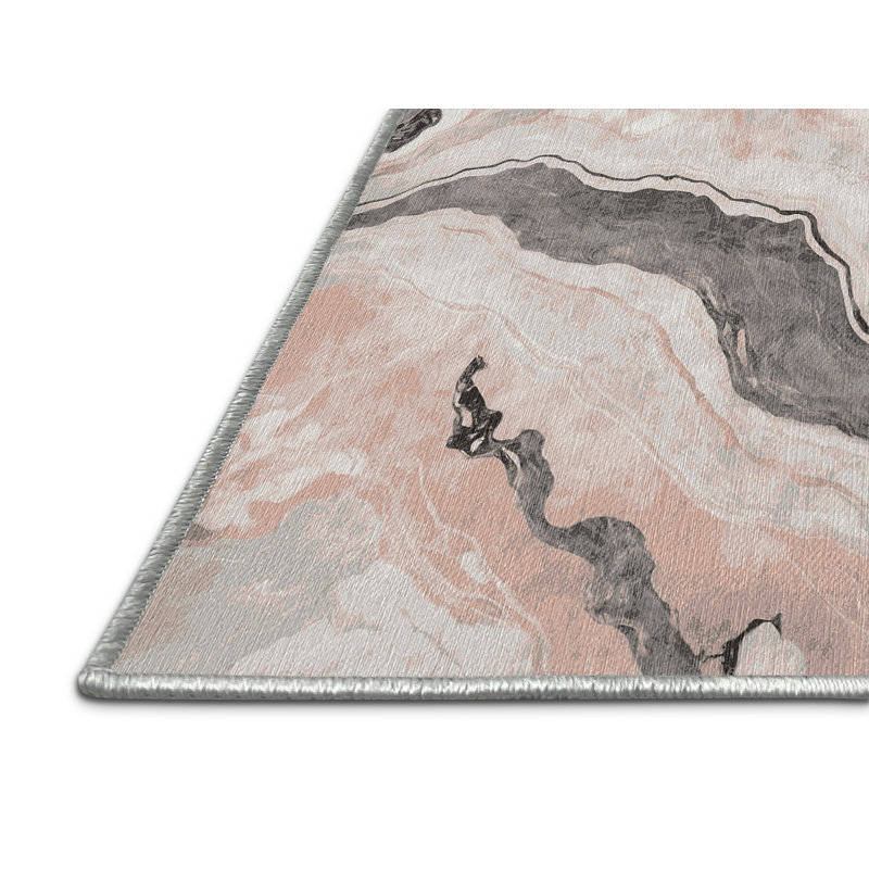 Machine Washable Beige Area Rug, Rectangle 3' x 5'