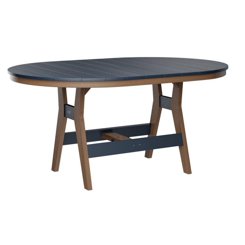 Table de bar berlinoise Berlin, Acajou antique, Marine, 38.87" H x 64" W x 44" D
