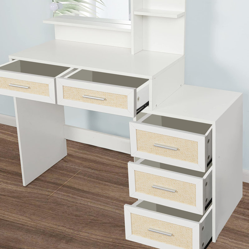 43.2'' Wide Vanity Set with Stool and Mirror