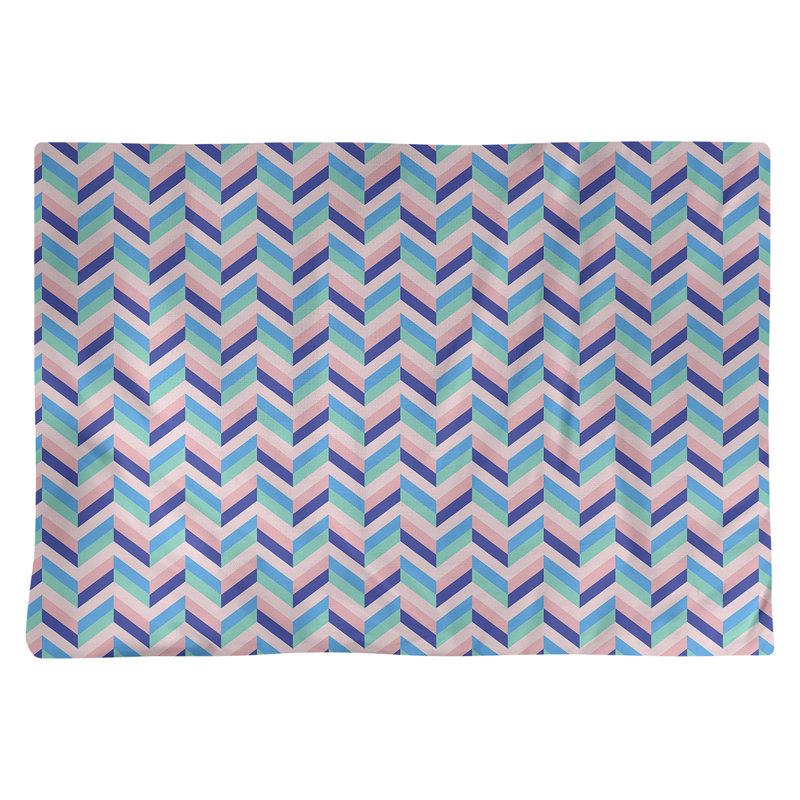 Napperon en coton 18 po chevrons, Rose et bleu marine