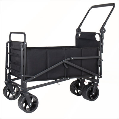 2-in-1 Multifunctional Folding Wagon and Beach Chair, Convertible with All-Terrain Wheels, 650lb Capacity for Outdoor Activities