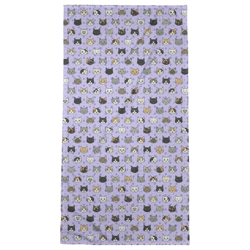 Serviette de plage en microfibre à motif de chat - Collection Katelyn Elizabeth, plusieurs couleurs, Mauve