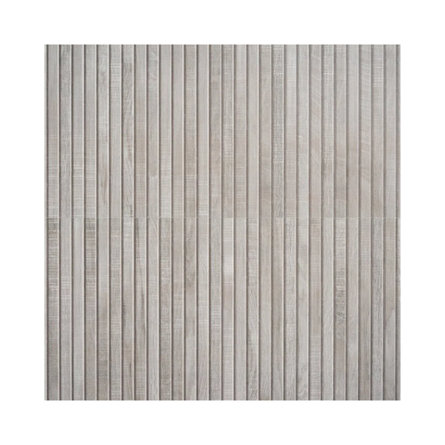 Wood-look wall paneling in a gray finish.
