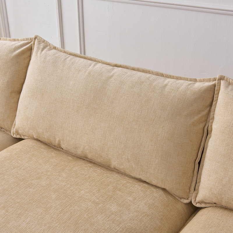 Modulaire 3 places avec repose-pieds, Café clair