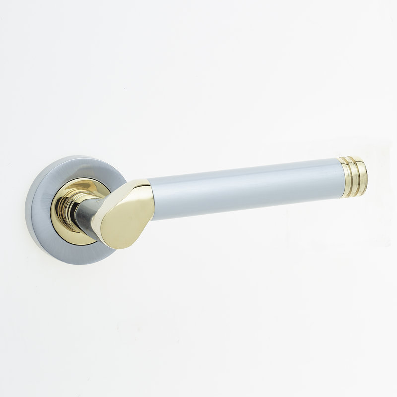 Octavia Passage Door Handle, Polished Brass/Satin Chrome