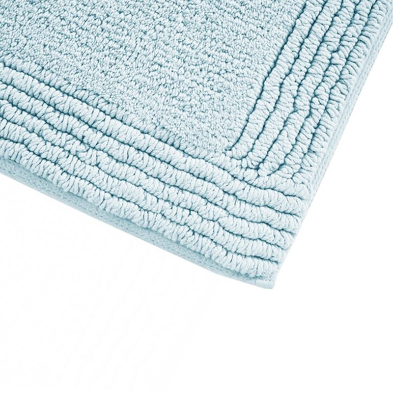 100% Cotton Tufted 3000 GSM Reversible Bath Rug Blue, Rectangle 1'9" x 2'10"