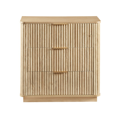 2PCS Modern 27.6'' Oak Chest of Drawers with Curved Wave Design & Nightstand Function