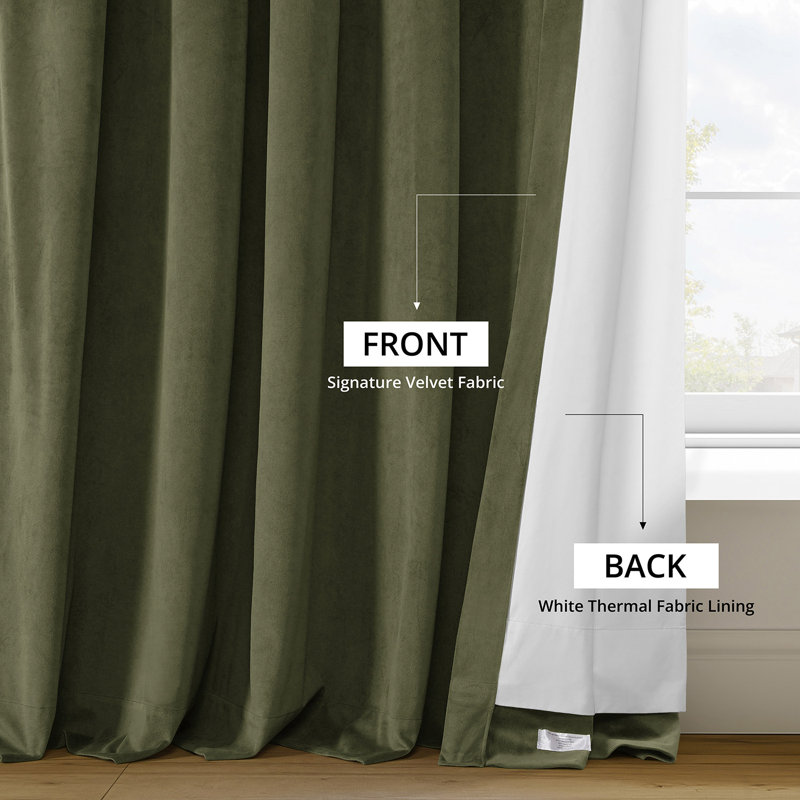 Olivia Velvet Blackout Curtain (1 Panel), Hunter Green, 50" W x 96" L