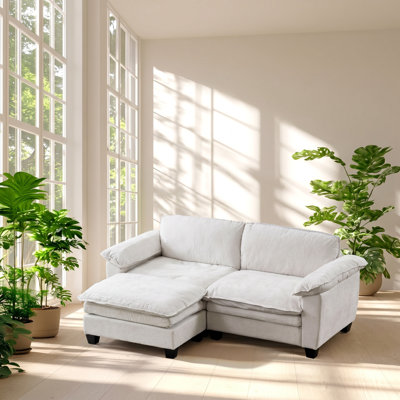 Eucalyptus 84.2" W x 57.1" D x 34.2" H Chenille Sectional Loveseat with Ottoman