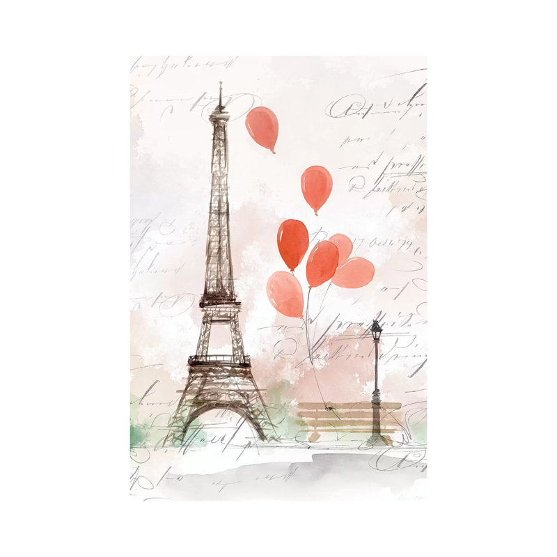 Balloons In Paris by Isabelle Z - Print on Canvas, 30.48 cm H x 45.72 cm W, Wrapped Canvas
