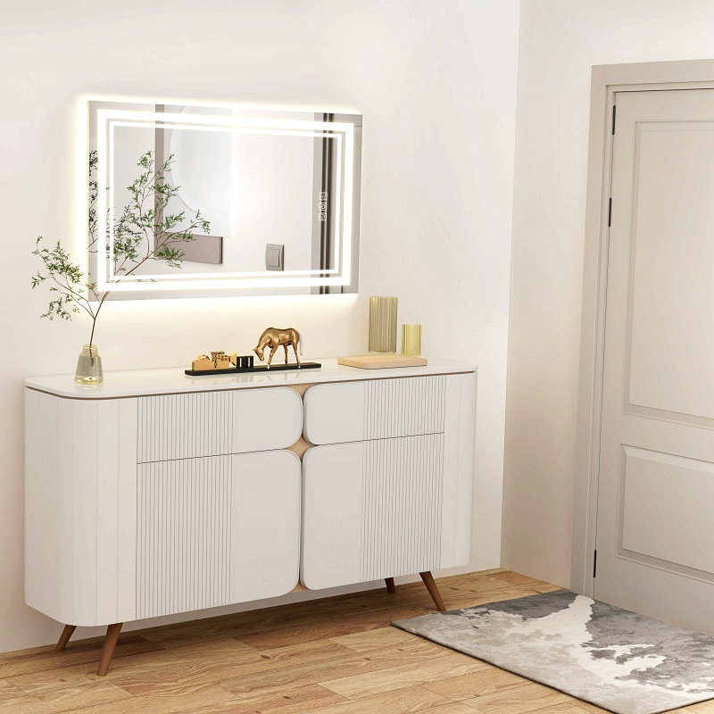 Led Bathroom Mirror Front And Backlight, 5 Mins Defog, 5Mm Full Hd Reflected Wall Mounted Vanity Mirror, 3 Colors Stepless Dimmable, Cri90+, Memory Function (Plug-In/Hardwire)