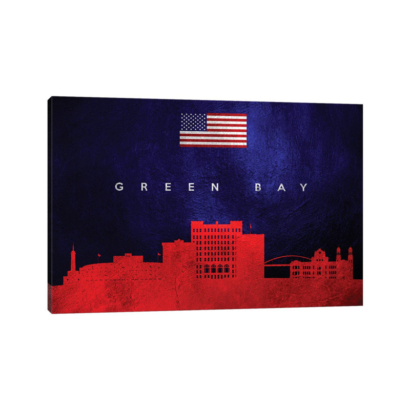Green Bay Wisconsin Skyline by Adrian Baldovino - Wrapped Canvas Print, 20.32 cm H x 30.48 cm W