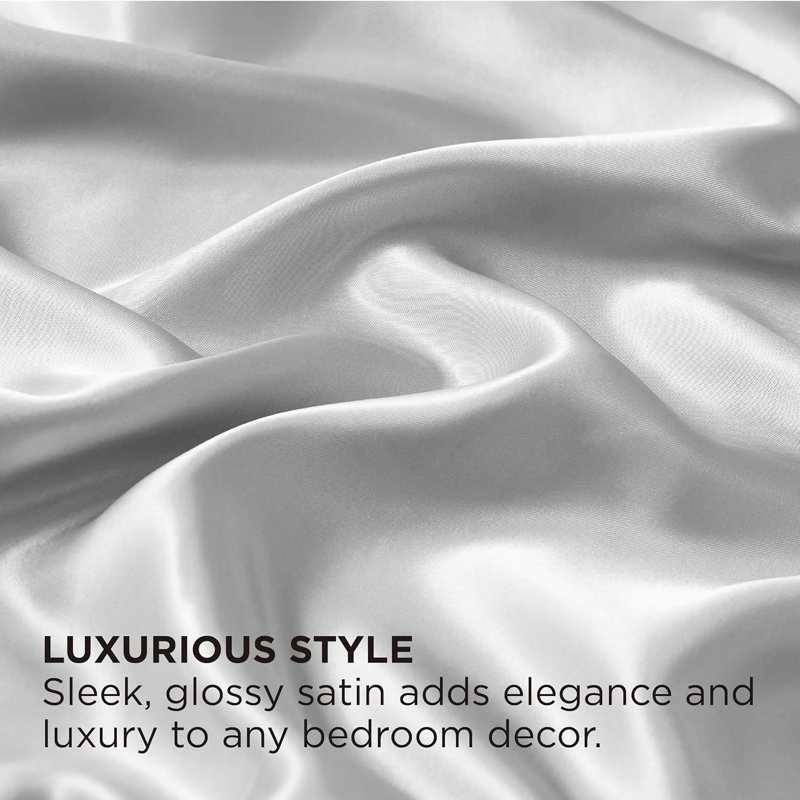 Bedsure Sateen Fitted Sheet GentleSoft™️, Full Fitted Sheet, Silver Gray