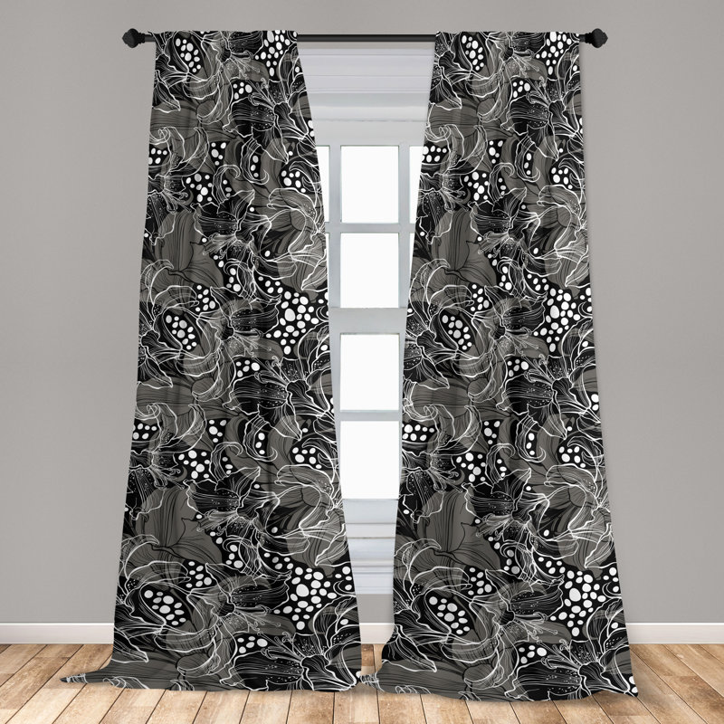 Pale Pink and White Microfiber Semi Sheer Curtain Pair