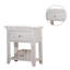 Table de chevet blanche pour chambre à coucher avec 1 tiroir et plateau inférieur ouvert sous le plateau en bois moderne