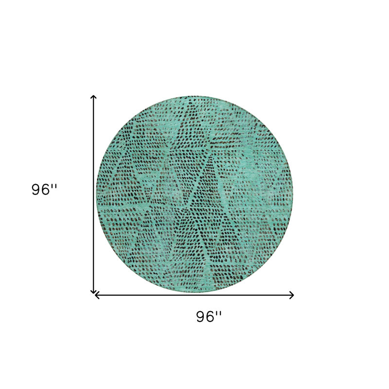Tapis intérieur / extérieur rond 8 pi bleu sarcelle et gris anthracite