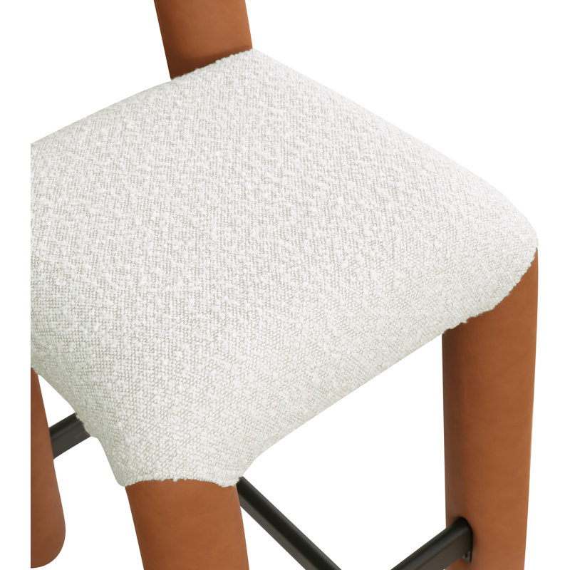 Amari Stool, Vegan Leather & Boucle Fabric, Cognac