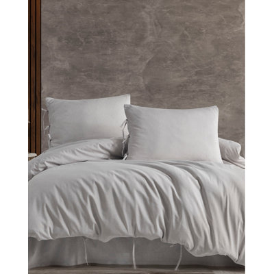 Ensemble de housse de couette avec deux taies décoratives couleur unie en polyester uni polyester 104 pi x 90 pi