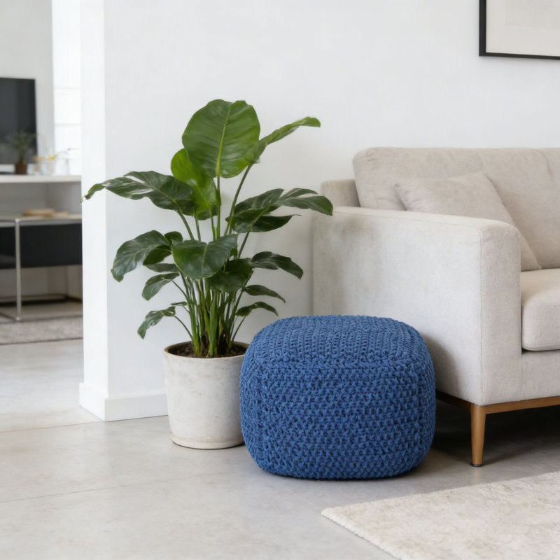Pouf en coton tricoté Pim 20,5 x 20,5 x 16,5