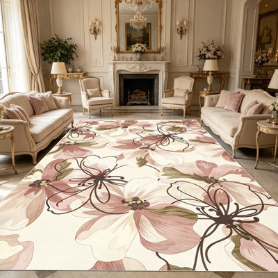 1PC Vintage Blush Line Art Floral Printed area rugs, Soft and Comfortable, easy-to-maintain, machine washable Indoor floor mat, suitable for living room, bedroom, dining area, front porch, back patio, entryway, sunroom, Home Decor, Outdoor Decor.
