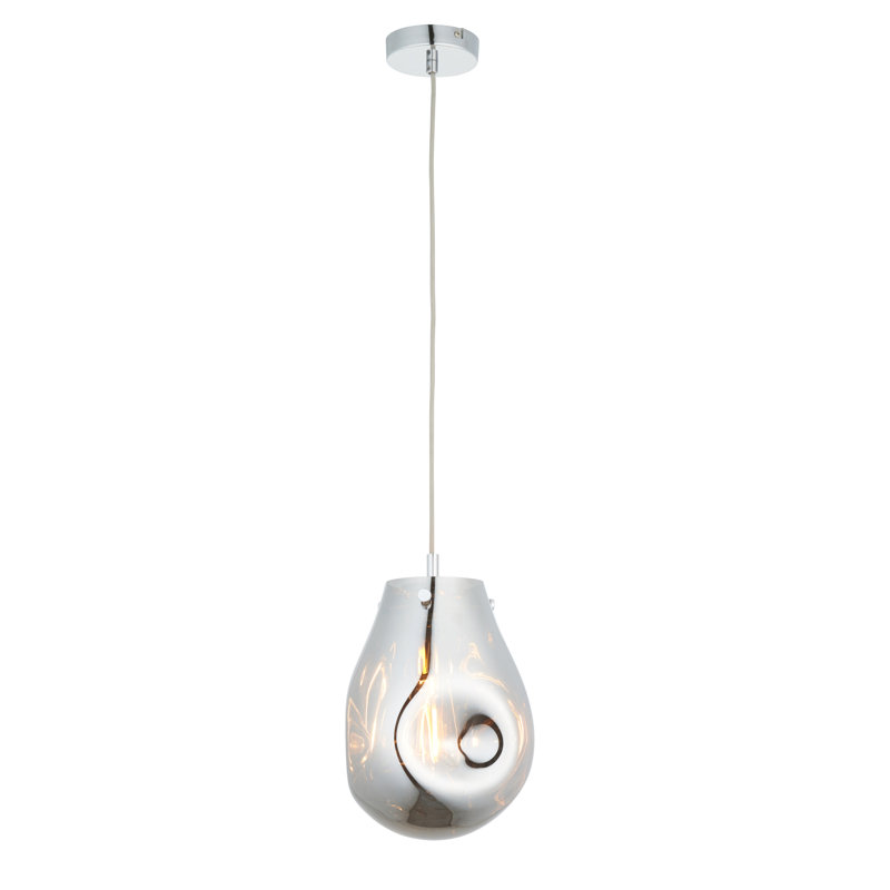 Raritan 1 - Light Chrome Teardrop Pendant, Chrome Metallic