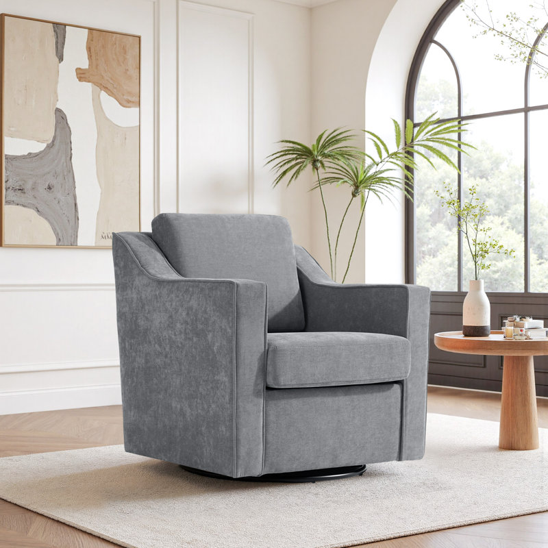 Upholstered Swivel Armchair, Grey Chenille