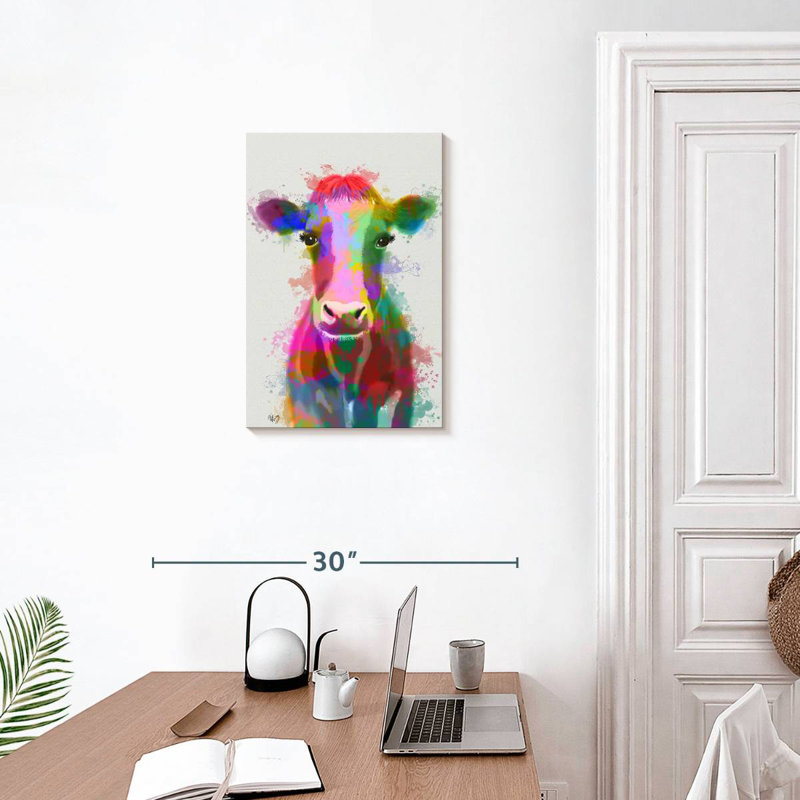 Brampt Rainbow Splash Cow, 24" H x 16" W