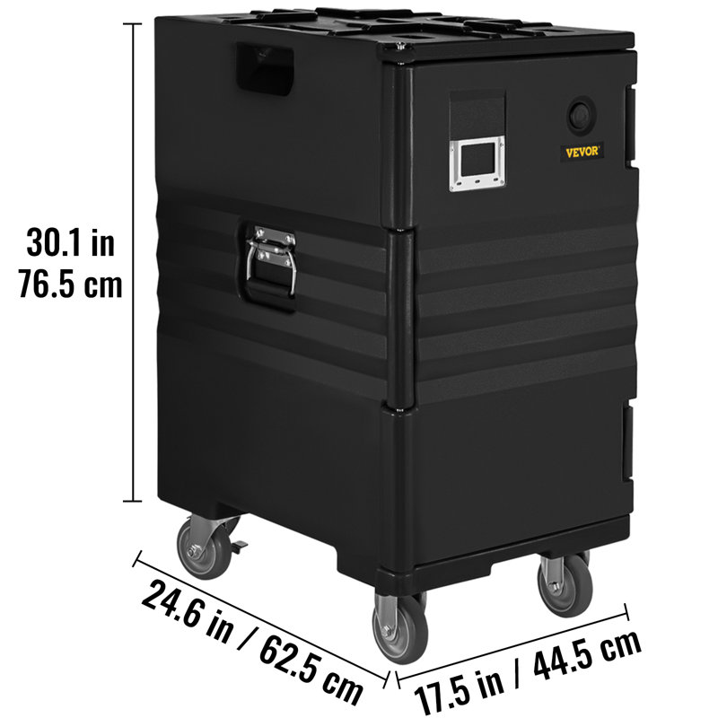 Black 109Qt Insulated Food Carrier with Wheels and Handles