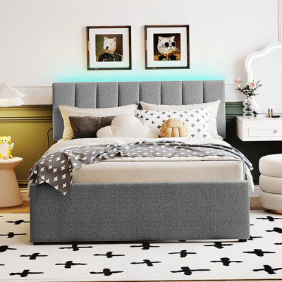 Lit plateforme tapissier Teddy