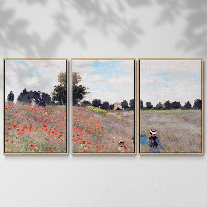 Monet - Toile encadrée multi-pièces_587MONETC, H 24 po x l 48 po x P 2 po, Naturel