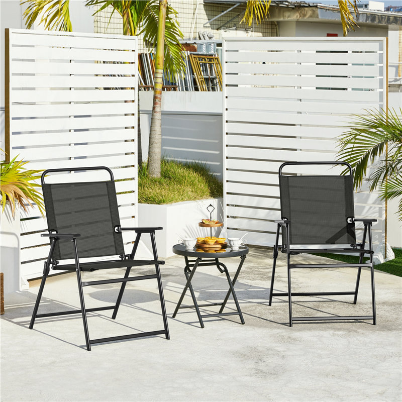 Folding Patio Dining Armchair, 2, Black