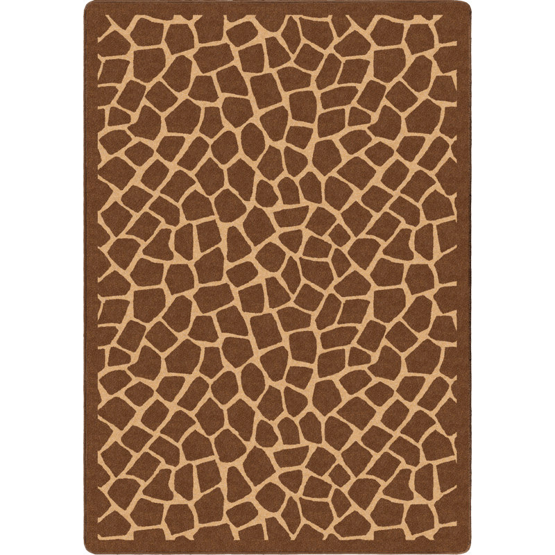African Plains Natural Giraffe, Brown/White, Rectangle 2'8" x 3'10"