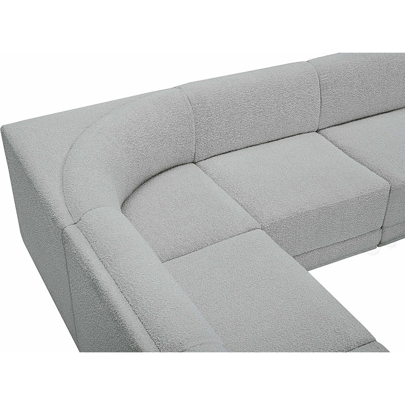 Canapé modulaire rembourré 5 pièces Ollie, Tissu gris bouclé