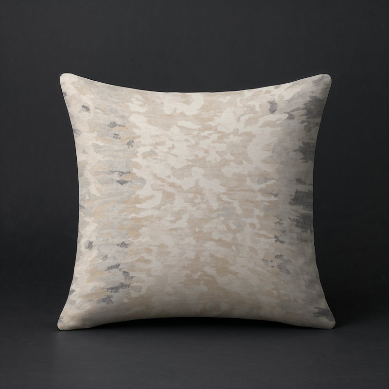 Coussin décoratif intérieur et extérieur Modern, Carré 16 po, Ivoire / beige / gris abstrait 1