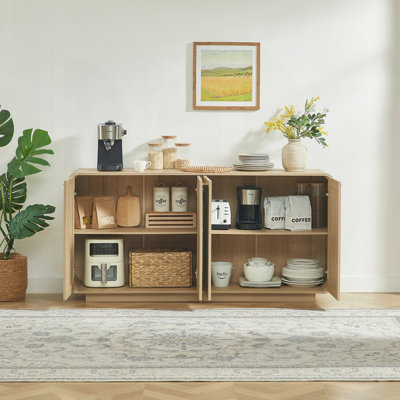 Rattan Storage Sideboard Buffet Cabinet with 4 Doors