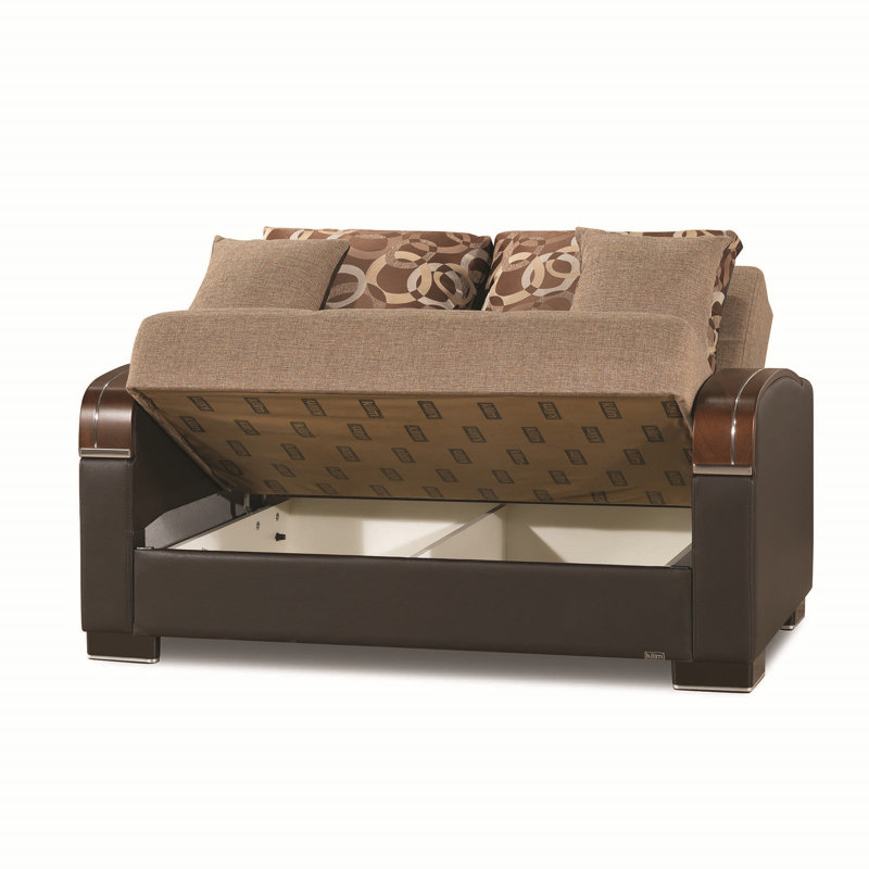 Causeuse convertible avec rangement Primenest, Polyester brun