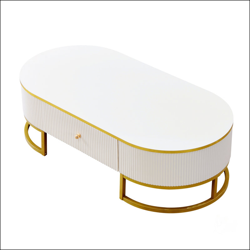 Table basse ovale moderne avec tiroirs