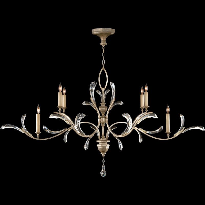 Beveled Arcs 6 - Light Chandelier, Silver