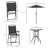 4 Piece Outdoor Patio Dining Furniture Set, 2 Folding Chairs, Adjustable Angle Umbrella, Wave Textured Tempered Glass Dinner Table-1555416369