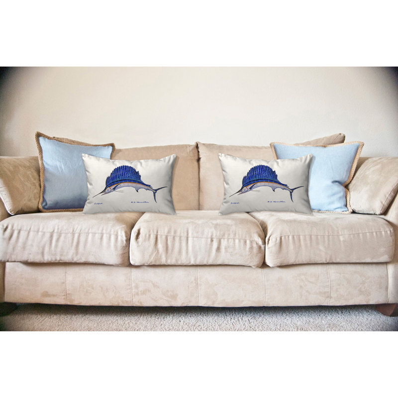 Sailfish Outdoor Reversible Throw Pillow, White