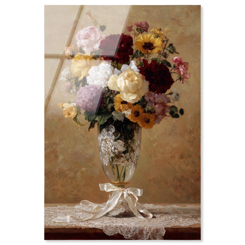 «Delicate Lace Vase», reproduction d'art sur acrylique par Art Remedy, H 45 po x l 30 po